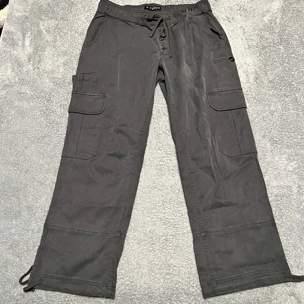 VENOR Cargo Pants Womens Large (33x29) Gray Lyocell Cotton Lightweight Baggy